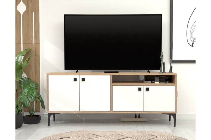 Artemis Tv-benk 139 cm - Hvit/Eik - Møbler - Mediamøbel & tv møbel - TV-benk & mediabenk