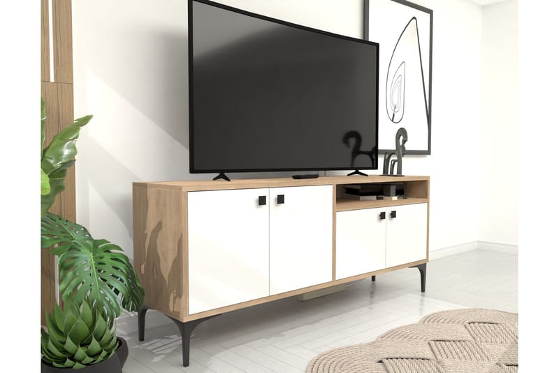 Artemis Tv-benk 139 cm - Hvit/Eik - Møbler - Mediamøbel & tv møbel - TV-benk & mediabenk