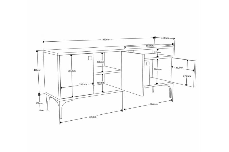 Artemis Tv-benk 139 cm - Valnøtt/Antrasitt - Møbler - Mediamøbel & tv møbel - TV-benk & mediabenk