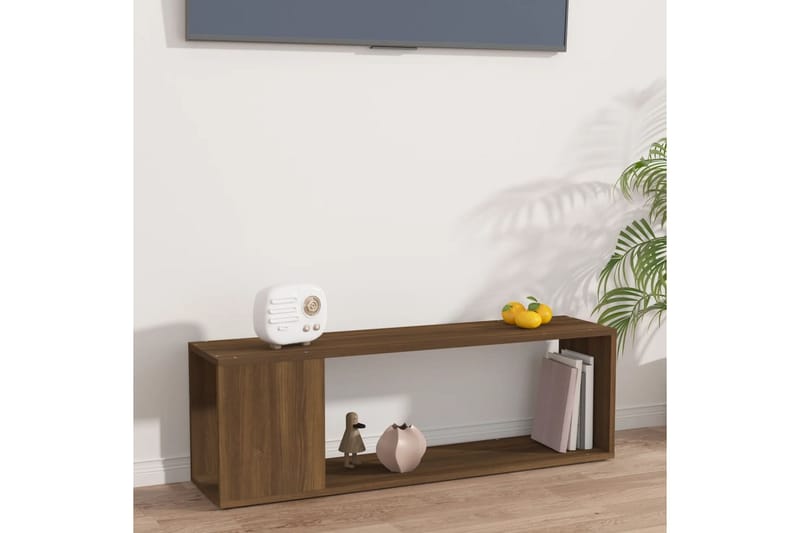 beBasic TV-benk brun eik 100x24x32 cm konstruert tre - Brun - Møbler - Mediamøbel & tv møbel - TV-benk & mediabenk