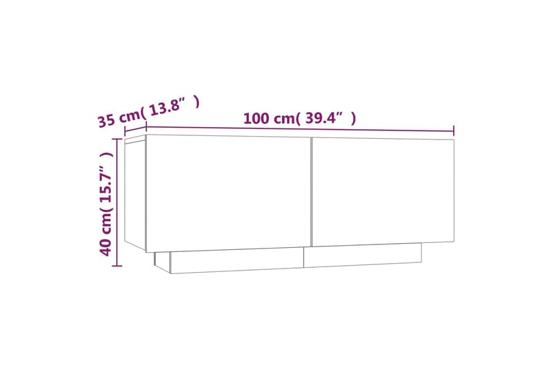 beBasic TV-benk brun eik 100x35x40 cm konstruert tre - Brun - Møbler - Mediamøbel & tv møbel - TV-benk & mediabenk