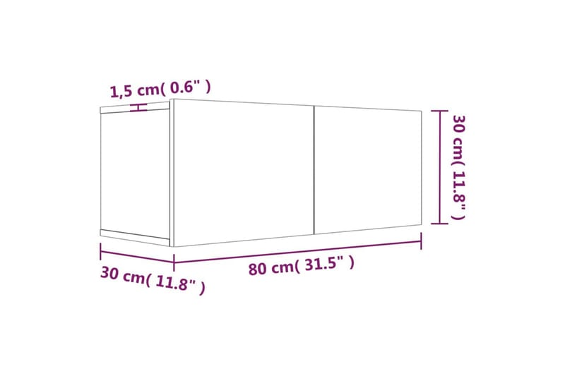 beBasic TV-benk brun eik 80x30x30 cm konstruert tre - Brun - Møbler - Mediamøbel & tv møbel - TV-benk & mediabenk