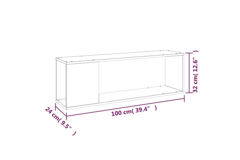 beBasic TV-benk grå sonoma 100x24x32 cm konstruert tre - GrÃ¥ - Møbler - Mediamøbel & tv møbel - TV-benk & mediabenk