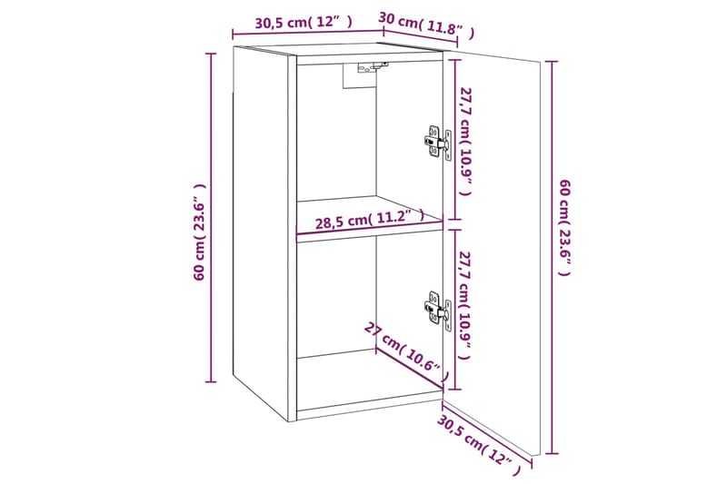 beBasic TV-benk grå sonoma 30,5x30x60 cm konstruert tre - GrÃ¥ - Møbler - Mediamøbel & tv møbel - TV-benk & mediabenk