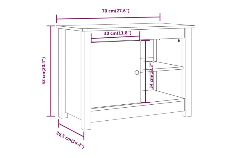 beBasic TV-benk hvit 70x36,5x52 cm heltre furu - Hvit - Møbler - Mediamøbel & tv møbel - TV-benk & mediabenk