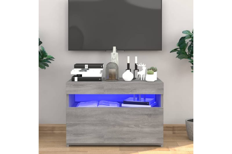 beBasic TV-benk med LED-lys grå sonoma 60x35x40 cm - GrÃ¥ - Møbler - Mediamøbel & tv møbel - TV-benk & mediabenk