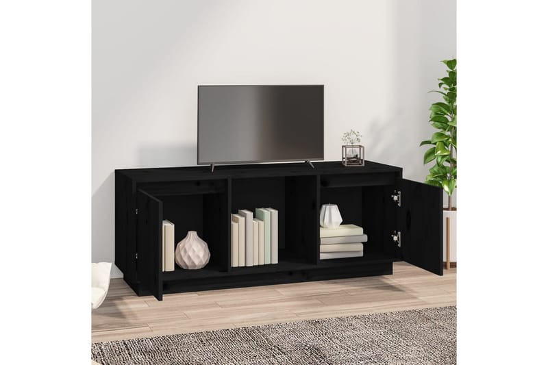 beBasic TV-benk svart 110,5x35x44 cm heltre furu - Svart - Møbler - Mediamøbel & tv møbel - TV-benk & mediabenk