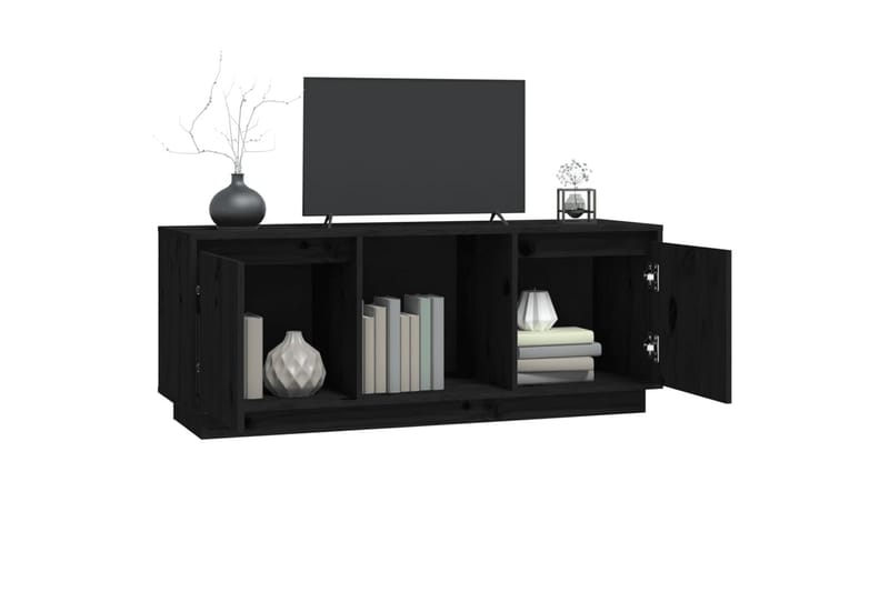 beBasic TV-benk svart 110,5x35x44 cm heltre furu - Svart - Møbler - Mediamøbel & tv møbel - TV-benk & mediabenk