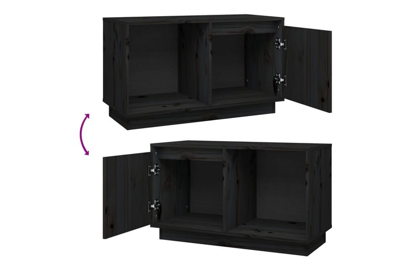 beBasic TV-benk svart 74x35x44 cm heltre furu - Svart - Møbler - Mediamøbel & tv møbel - TV-benk & mediabenk