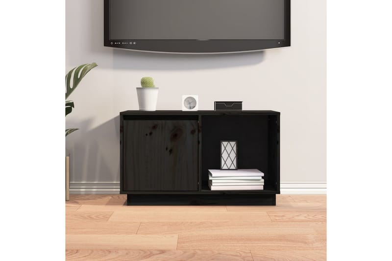 beBasic TV-benk svart 74x35x44 cm heltre furu - Svart - Møbler - Mediamøbel & tv møbel - TV-benk & mediabenk