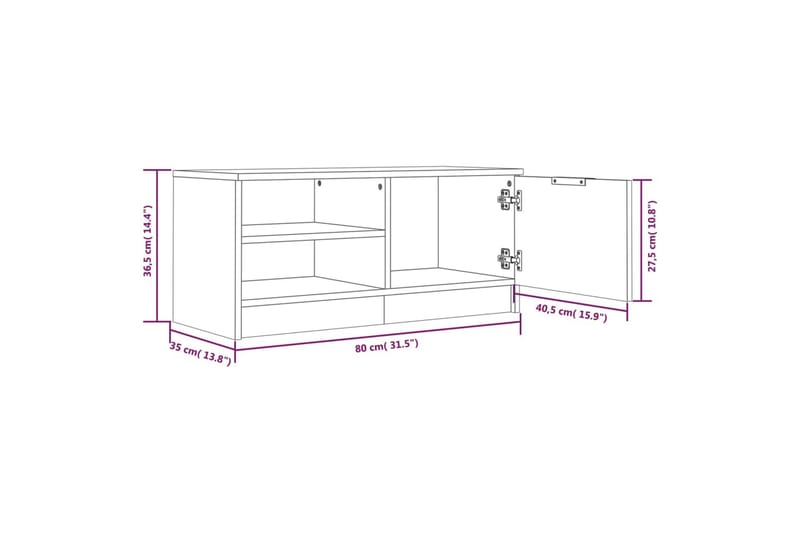 beBasic TV-benk svart 80x35x36,5 cm konstruert tre - Svart - Møbler - Mediamøbel & tv møbel - TV-benk & mediabenk