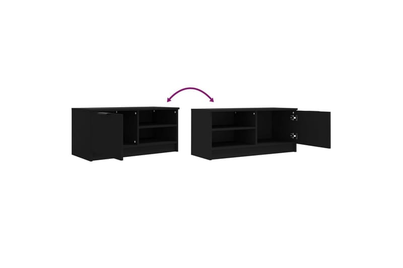 beBasic TV-benk svart 80x35x36,5 cm konstruert tre - Svart - Møbler - Mediamøbel & tv møbel - TV-benk & mediabenk