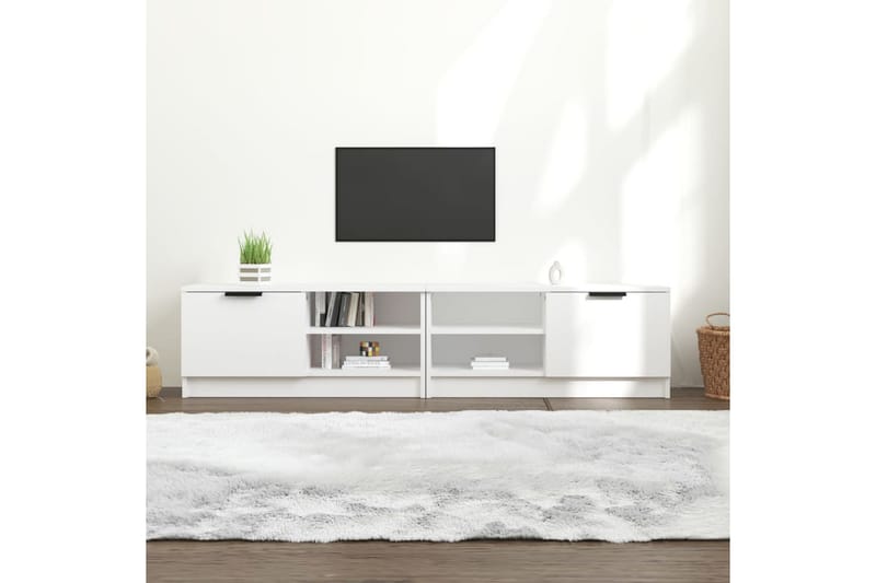 beBasic TV-benker 2 stk hvit 80x35x36,5 cm konstruert tre - Hvit - Møbler - Mediamøbel & tv møbel - TV-benk & mediabenk