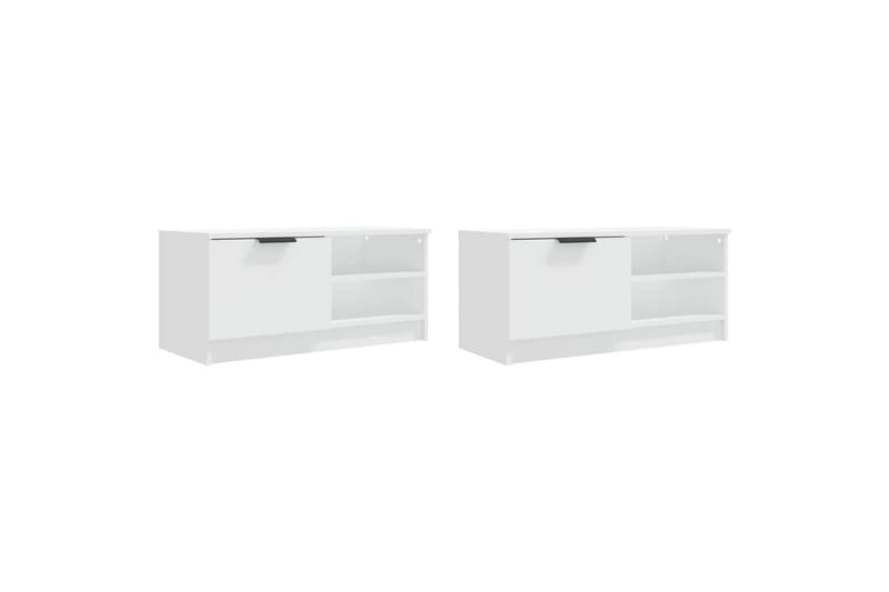 beBasic TV-benker 2 stk hvit 80x35x36,5 cm konstruert tre - Hvit - Møbler - Mediamøbel & tv møbel - TV-benk & mediabenk