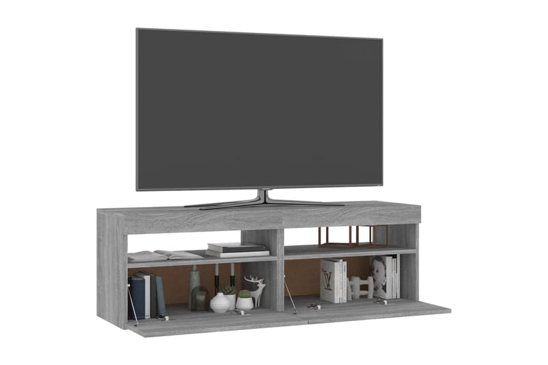 beBasic TV-benker 2 stk med LED-lys grå sonoma 60x35x40 cm - GrÃ¥ - TV-benk & mediabenk