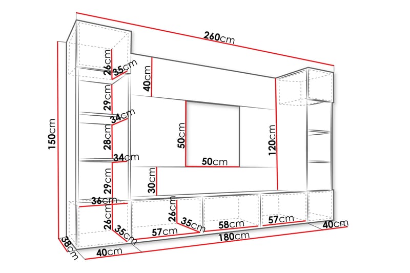 Bernice TV-skap 38x150 cm - Hvit - Møbler - Mediamøbel & tv møbel - TV-skap