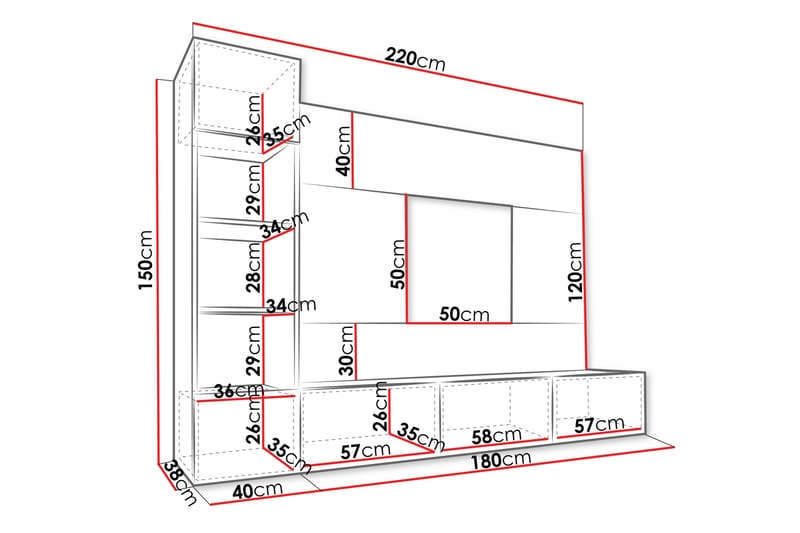 Bernice TV-skap 38x150 cm - Hvit - Møbler - Mediamøbel & tv møbel - TV-skap