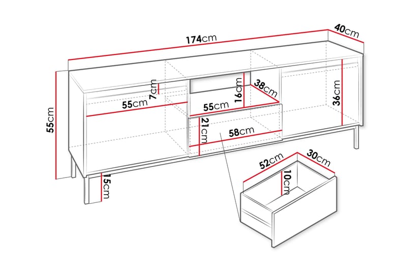 Bjurholm TV-benk 174 cm - Beige - Møbler - Mediamøbel & tv møbel - TV-benk & mediabenk