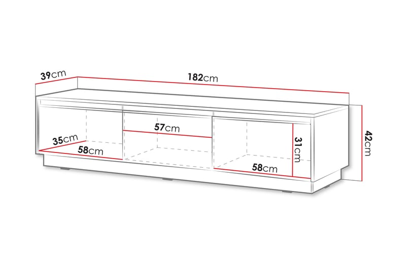 Bolstan TV-benk 182 cm - Svart - Møbler - Mediamøbel & tv møbel - TV-benk & mediabenk