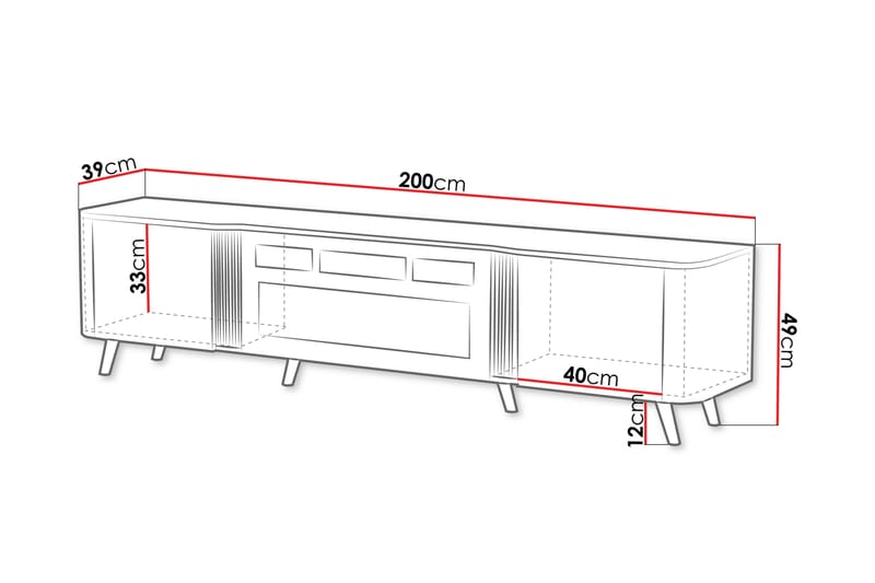 Clement TV-benk 200 cm - Svart - Møbler - Mediamøbel & tv møbel - TV-benk & mediabenk