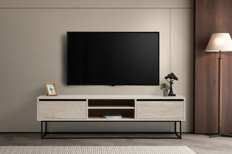 Escape TV-benk 180 cm - Svart/Marmor - Møbler - Mediamøbel & tv møbel - TV-benk & mediabenk