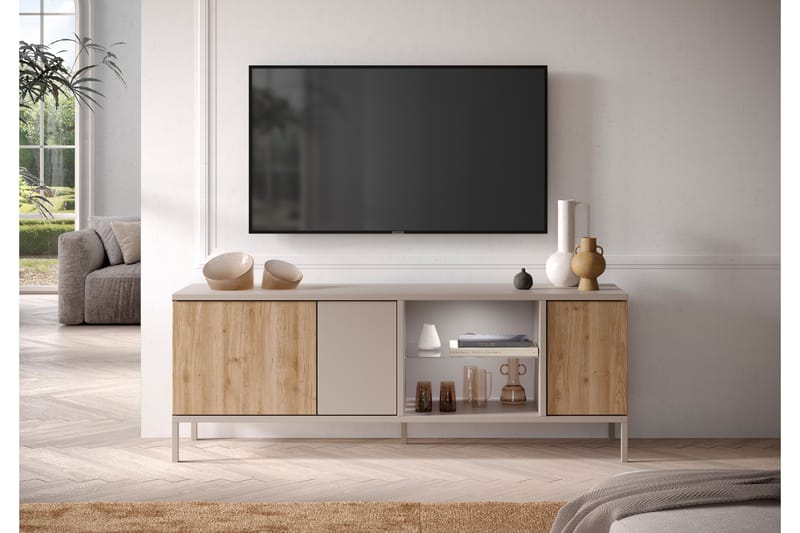 Gent Tv-bänk 160x43 cm - Grå/Brun - Møbler - Mediamøbel & tv møbel - TV-benk & mediabenk