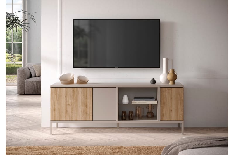 Gent Tv-bänk 160x43 cm - Grå/Brun - Møbler - Mediamøbel & tv møbel - TV-benk & mediabenk