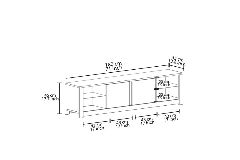 Griselda TV-benk 180 cm - Hvit/Eik - Møbler - Mediamøbel & tv møbel - TV-benk & mediabenk