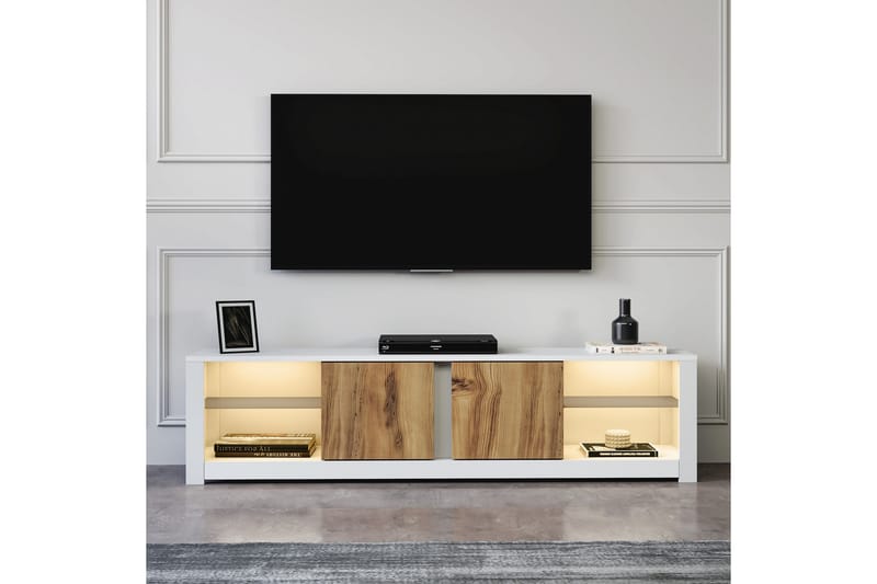 Griselda TV-benk 180 cm - Hvit/Eik - Møbler - Mediamøbel & tv møbel - TV-benk & mediabenk