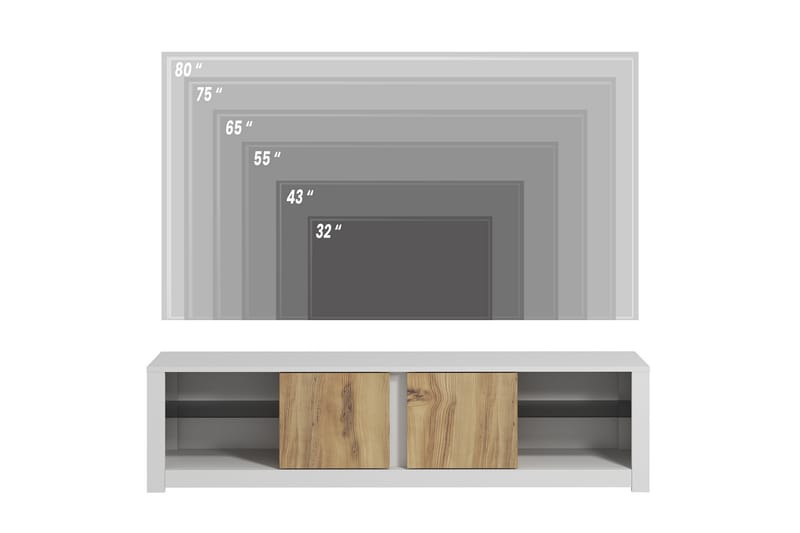 Griselda TV-benk 180 cm - Hvit/Eik - Møbler - Mediamøbel & tv møbel - TV-benk & mediabenk