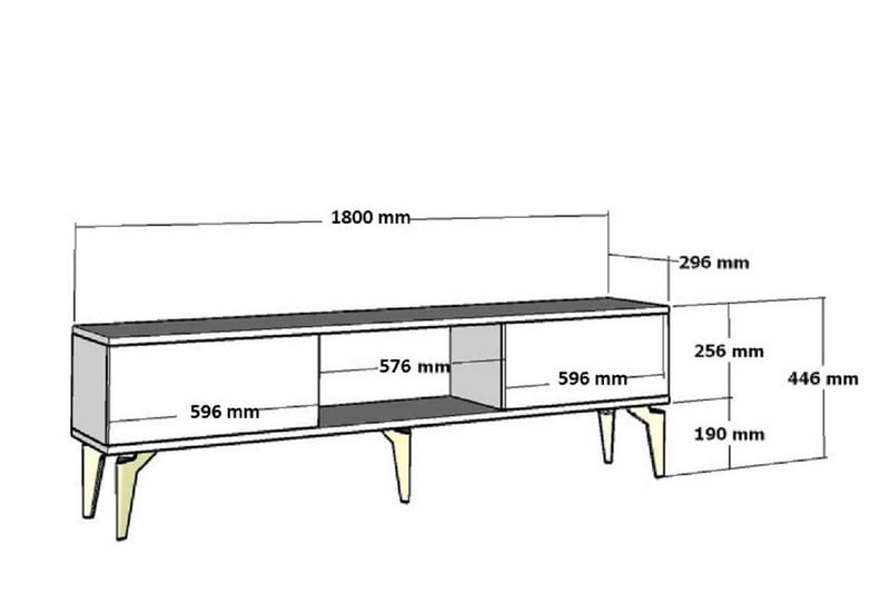 Harlen TV-benk 180 cm - Hvit/Sølv - Møbler - Mediamøbel & tv møbel - TV-benk & mediabenk