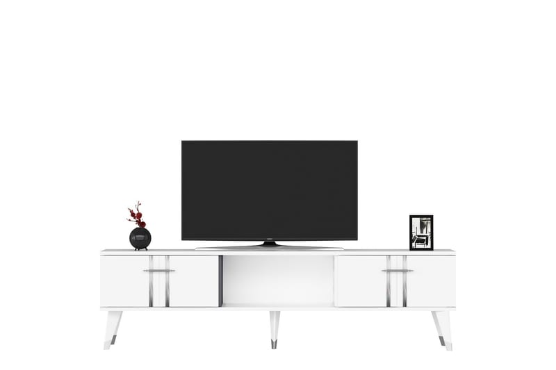 Harsum TV-benk 150 cm - Hvit/Sølv - Møbler - Mediamøbel & tv møbel - TV-benk & mediabenk