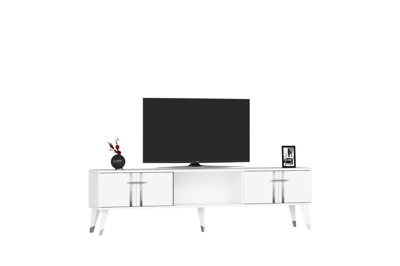 Harsum TV-benk 150 cm - Hvit/Sølv - Møbler - Mediamøbel & tv møbel - TV-benk & mediabenk