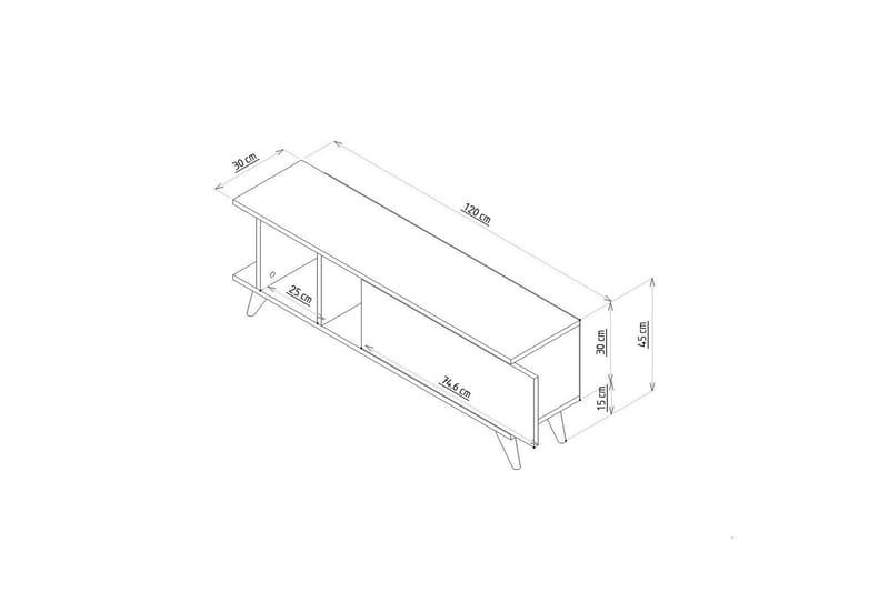 Hattie TV-benk 120 cm - Eik/Marmor - Møbler - Mediamøbel & tv møbel - TV-benk & mediabenk