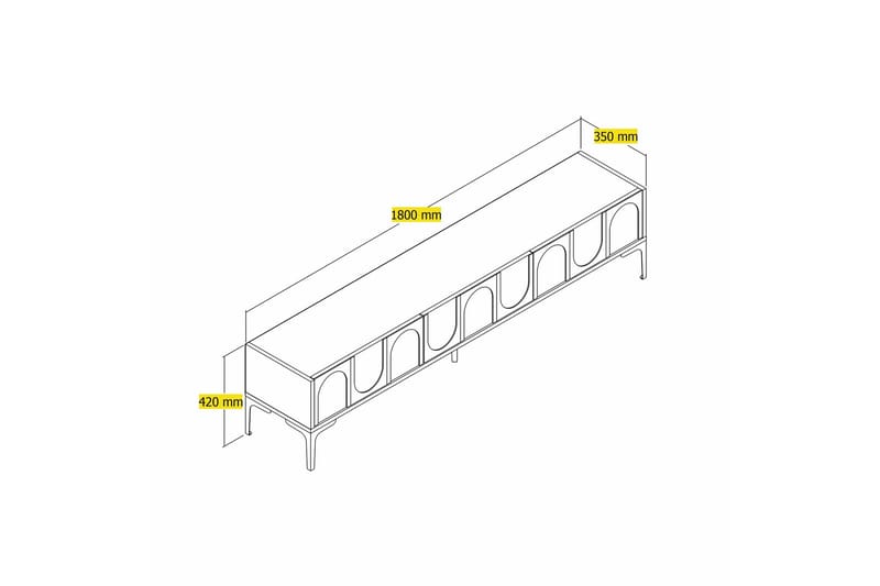 Hazim TV-benk 180 cm - Hvit/Svart - Møbler - Mediamøbel & tv møbel - TV-benk & mediabenk