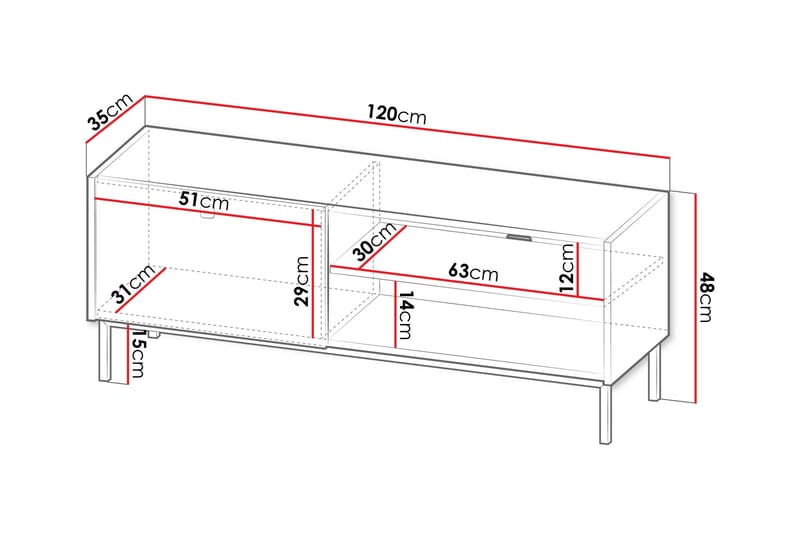 Hermann TV-benk 120 cm - Hvit - Møbler - Mediamøbel & tv møbel - TV-benk & mediabenk