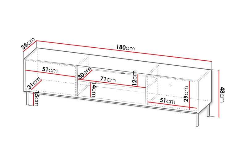 Hermann TV-benk 180 cm - Hvit - Møbler - Mediamøbel & tv møbel - TV-benk & mediabenk