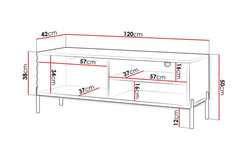 Holmes TV-benk 120 cm - Hvit - Møbler - Mediamøbel & tv møbel - TV-benk & mediabenk