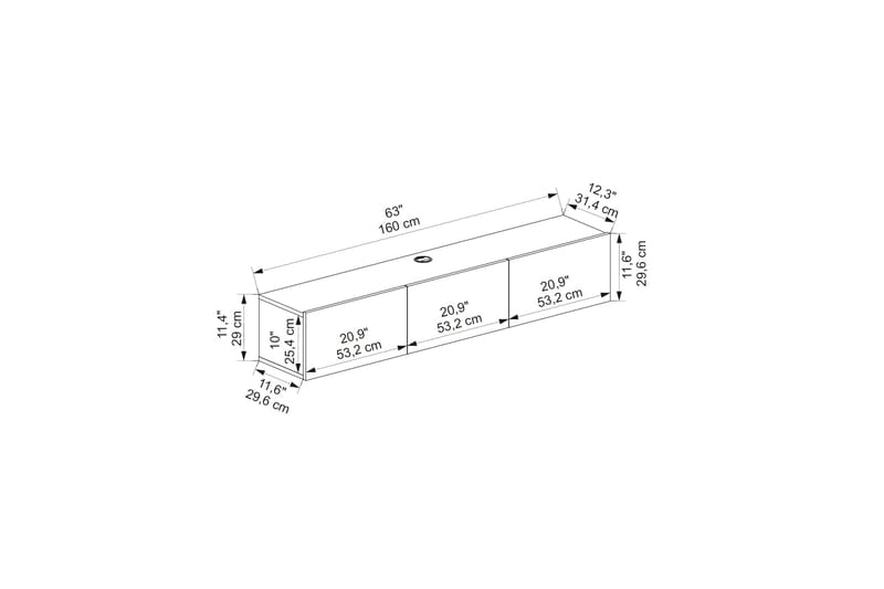 Hopper TV-benk 160 cm - Antrasitt - Møbler - Mediamøbel & tv møbel - TV-benk & mediabenk