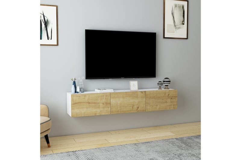 Hopper TV-benk 160 cm - Hvit/Eik - Møbler - Mediamøbel & tv møbel - TV-benk & mediabenk