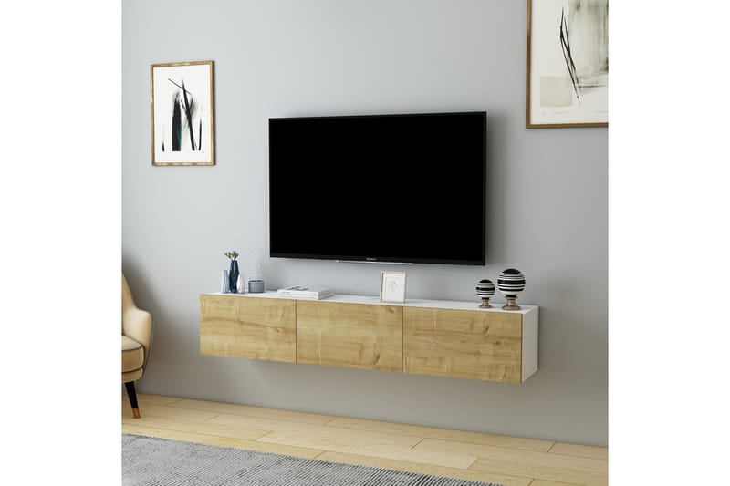 Hopper TV-benk 160 cm - Hvit/Eik - Møbler - Mediamøbel & tv møbel - TV-benk & mediabenk