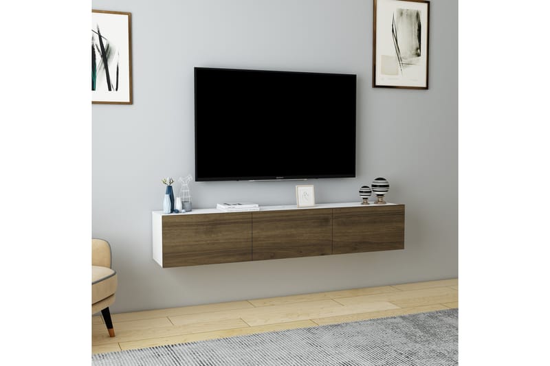 Hopper TV-benk 160 cm - Hvit/Valnøtt - Møbler - Mediamøbel & tv møbel - TV-benk & mediabenk