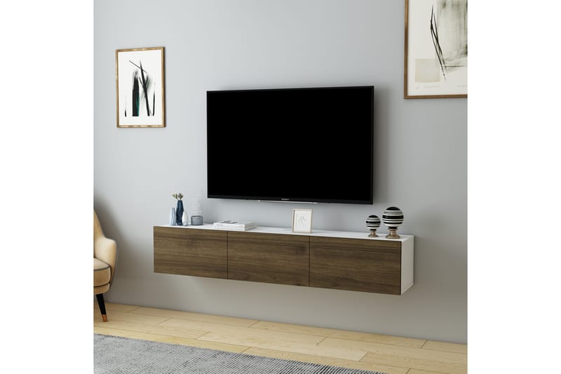 Hopper TV-benk 160 cm - Hvit/Valnøtt - Møbler - Mediamøbel & tv møbel - TV-benk & mediabenk