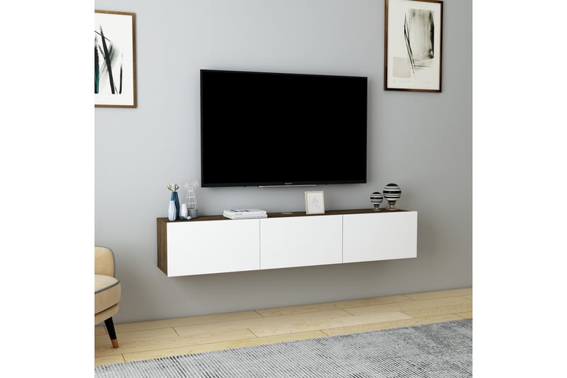 Hopper TV-benk 160 cm - Valnøtt/Hvit - Møbler - Mediamøbel & tv møbel - TV-benk & mediabenk