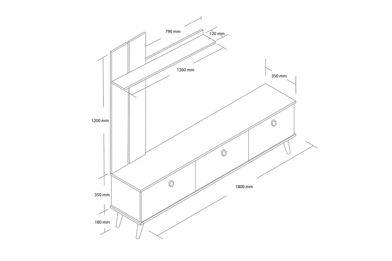 Interlaken TV-benk 180 cm - Eik - Møbler - Mediamøbel & tv møbel - TV-benk & mediabenk