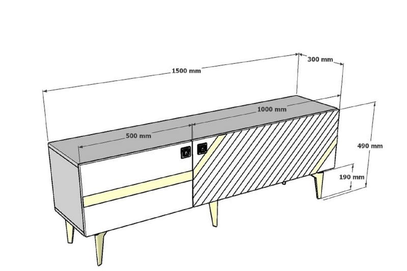 Iris TV-benk 150 cm - Antrasitt/Gull - Møbler - Mediamøbel & tv møbel - TV-benk & mediabenk