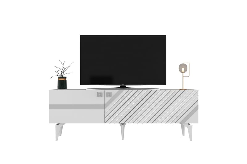 Iris TV-benk 150 cm - Hvit/Sølv - Møbler - Mediamøbel & tv møbel - TV-benk & mediabenk