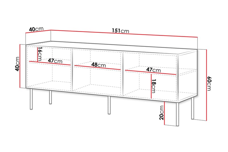 Laholm TV-benk 151 cm - Hvit - Møbler - Mediamøbel & tv møbel - TV-benk & mediabenk