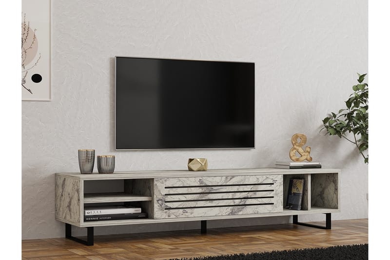 Lamal TV-benk 160 cm - Hvit Marmor - Møbler - Mediamøbel & tv møbel - TV-benk & mediabenk