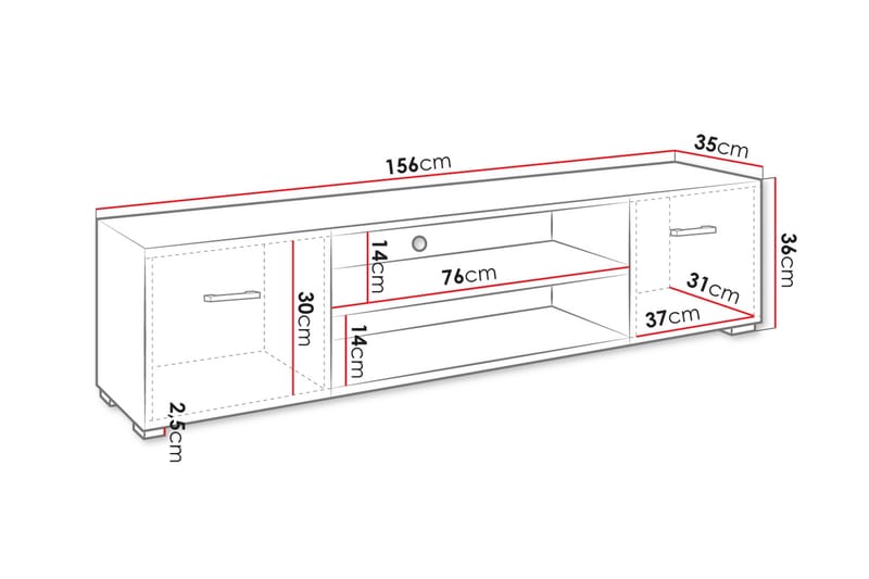 Lindesberg TV-benk 156 cm - Hvit - Møbler - Mediamøbel & tv møbel - TV-benk & mediabenk